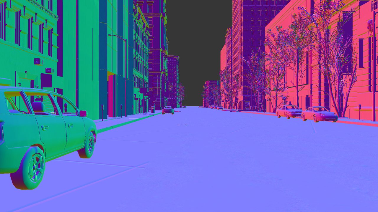 Surface normals of a sample frame