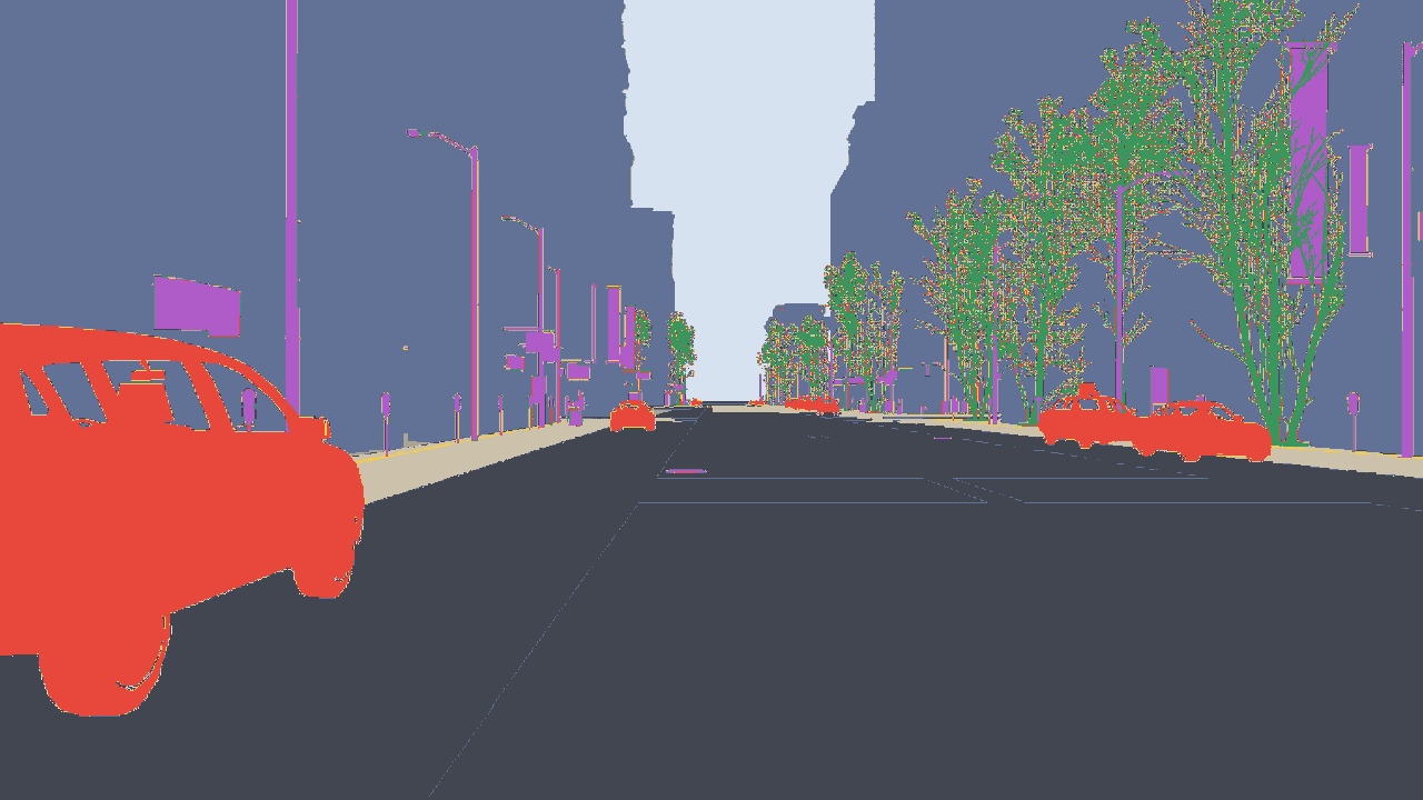 Segmentation of a sample frame, one colour per class